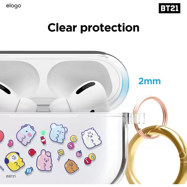 elago BT21 Case Compatible with Apple AirPods Pro Case Clear Case with Keychain Reduce Yellowing and Smudging Supports Wireless Charging Official Merchandise KOYA7FLAVORS