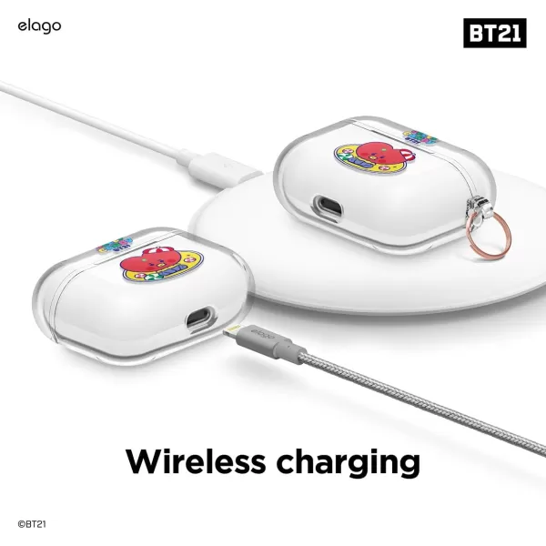 elago BT21 Case Compatible with Apple AirPods Pro Case Clear Case with Keychain Reduce Yellowing and Smudging Supports Wireless Charging Official Merchandise KOYATATA