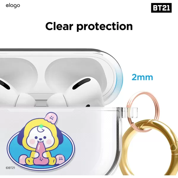 elago BT21 Case Compatible with Apple AirPods Pro Case Clear Case with Keychain Reduce Yellowing and Smudging Supports Wireless Charging Official Merchandise KOYACHIMMY