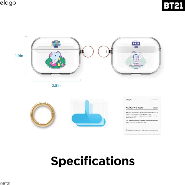 elago BT21 Case Compatible with Apple AirPods Pro Case Clear Case with Keychain Reduce Yellowing and Smudging Supports Wireless Charging Official Merchandise KOYAMANG