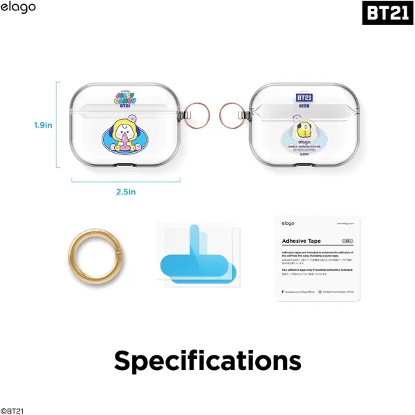 elago BT21 Case Compatible with Apple AirPods Pro Case Clear Case with Keychain Reduce Yellowing and Smudging Supports Wireless Charging Official Merchandise KOYACHIMMY