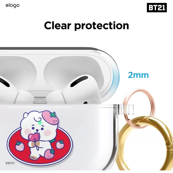 elago BT21 Case Compatible with Apple AirPods Pro Case Clear Case with Keychain Reduce Yellowing and Smudging Supports Wireless Charging Official Merchandise KOYARJ