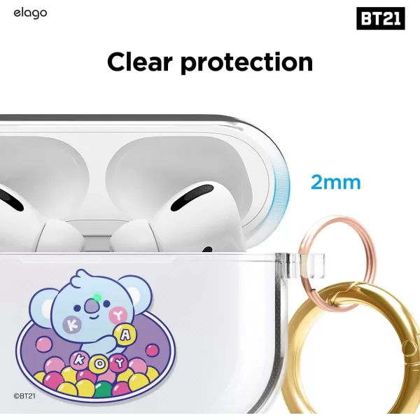 elago BT21 Case Compatible with Apple AirPods Pro Case Clear Case with Keychain Reduce Yellowing and Smudging Supports Wireless Charging Official Merchandise KOYAKOYA