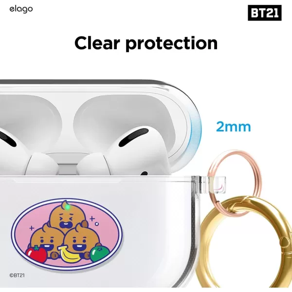 elago BT21 Case Compatible with Apple AirPods Pro Case Clear Case with Keychain Reduce Yellowing and Smudging Supports Wireless Charging Official Merchandise KOYASHOOKY