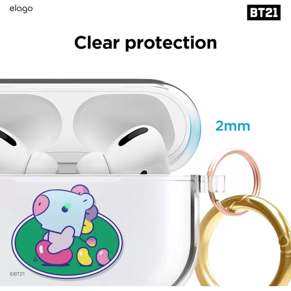 elago BT21 Case Compatible with Apple AirPods Pro Case Clear Case with Keychain Reduce Yellowing and Smudging Supports Wireless Charging Official Merchandise KOYAMANG