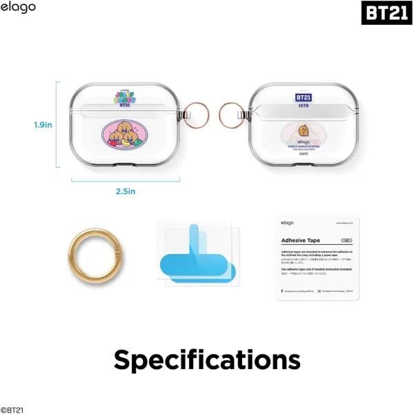 elago BT21 Case Compatible with Apple AirPods Pro Case Clear Case with Keychain Reduce Yellowing and Smudging Supports Wireless Charging Official Merchandise KOYASHOOKY