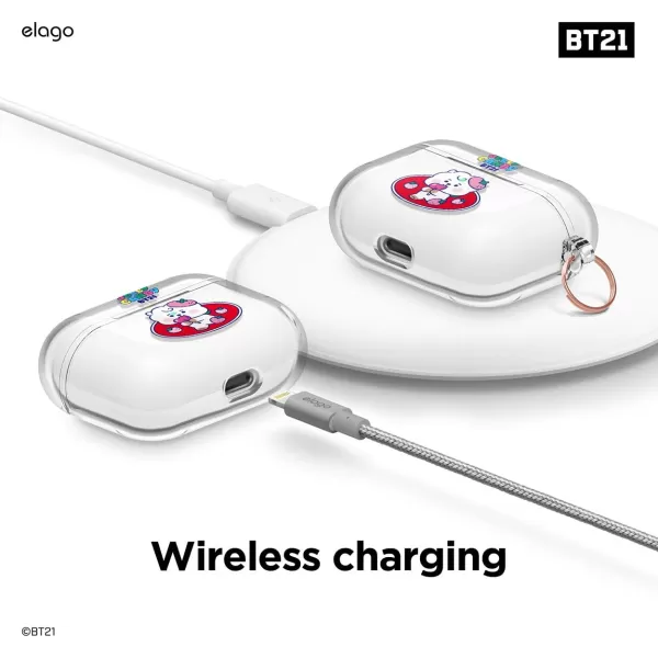 elago BT21 Case Compatible with Apple AirPods Pro Case Clear Case with Keychain Reduce Yellowing and Smudging Supports Wireless Charging Official Merchandise KOYARJ