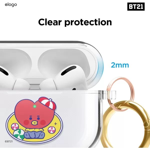 elago BT21 Case Compatible with Apple AirPods Pro Case Clear Case with Keychain Reduce Yellowing and Smudging Supports Wireless Charging Official Merchandise KOYATATA