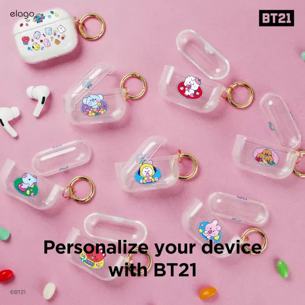 elago BT21 Case Compatible with Apple AirPods Pro Case Clear Case with Keychain Reduce Yellowing and Smudging Supports Wireless Charging Official Merchandise KOYAMANG