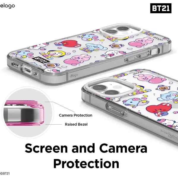 elago BT21 Hybrid Case Compatible with iPhone 12 Mini 54 Inch Durable Full Body Protection Raised Lip Screen amp Camera Protection Official Merchandise Cooky7 Flavors