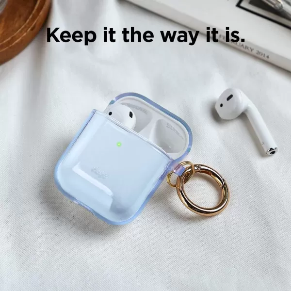 elago Clear Airpods Case with Keychain Designed for Apple Airpods 1 amp 2 LavenderAqua Blue