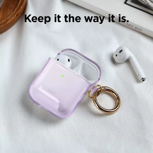 elago Clear Airpods Case with Keychain Designed for Apple Airpods 1 amp 2 LavenderLavender