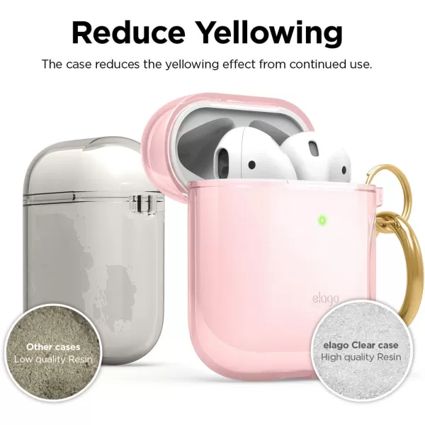 elago Clear Airpods Case with Keychain Designed for Apple Airpods 1 amp 2 LavenderLovely Pink