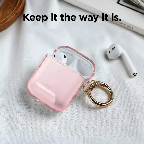 elago Clear Airpods Case with Keychain Designed for Apple Airpods 1 amp 2 LavenderLovely Pink