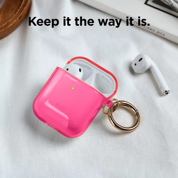 elago Clear Airpods Case with Keychain Designed for Apple Airpods 1 amp 2 LavenderNeon Hot Pink