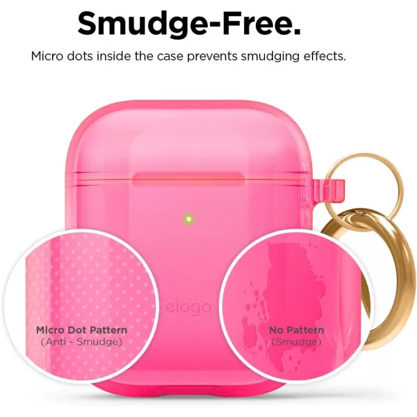 elago Clear Airpods Case with Keychain Designed for Apple Airpods 1 amp 2 LavenderNeon Hot Pink