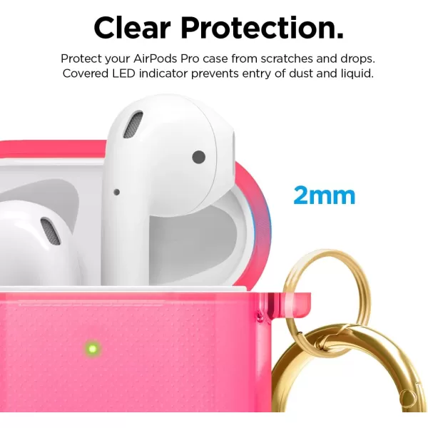 elago Clear Airpods Case with Keychain Designed for Apple Airpods 1 amp 2 LavenderNeon Hot Pink