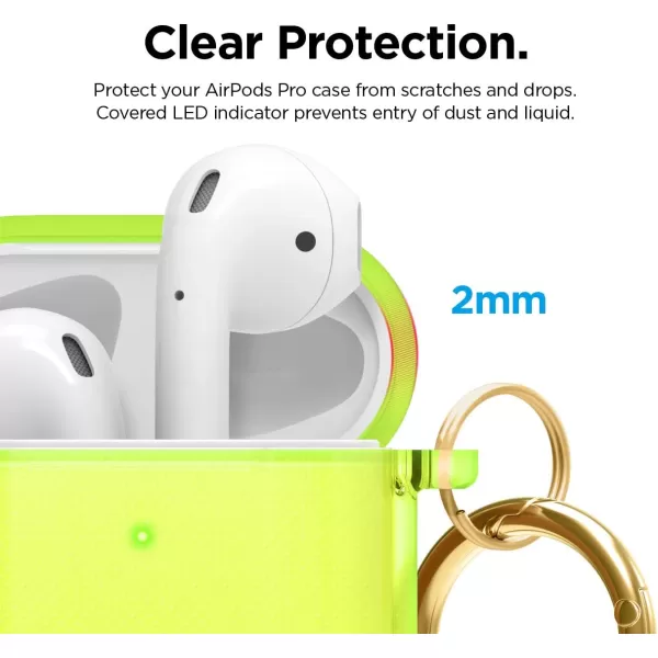 elago Clear Airpods Case with Keychain Designed for Apple Airpods 1 amp 2 LavenderNeon Yellow