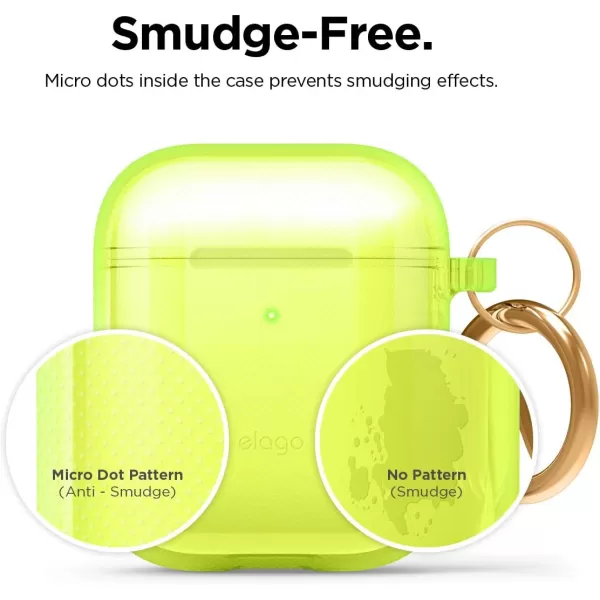 elago Clear Airpods Case with Keychain Designed for Apple Airpods 1 amp 2 LavenderNeon Yellow