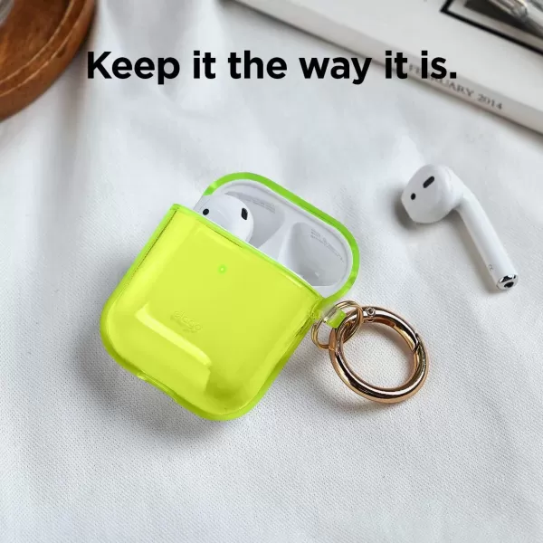 elago Clear Airpods Case with Keychain Designed for Apple Airpods 1 amp 2 LavenderNeon Yellow