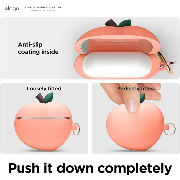 elago Compatible with AirPods Pro 2 Case Peach 3D Design Case Compatible with AirPods Pro 2nd Generation Keychain Includedelago Compatible with AirPods Pro 2 Case Peach 3D Design Case Compatible with AirPods Pro 2nd Generation Keychain Included