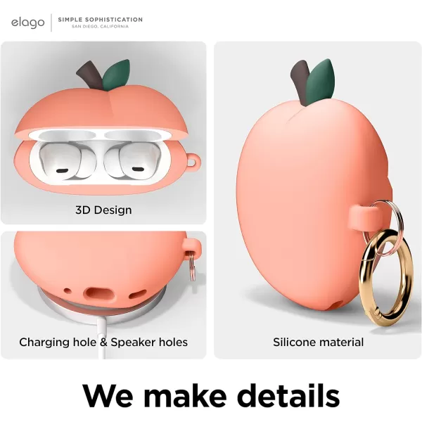 elago Compatible with AirPods Pro 2 Case Peach 3D Design Case Compatible with AirPods Pro 2nd Generation Keychain Includedelago Compatible with AirPods Pro 2 Case Peach 3D Design Case Compatible with AirPods Pro 2nd Generation Keychain Included