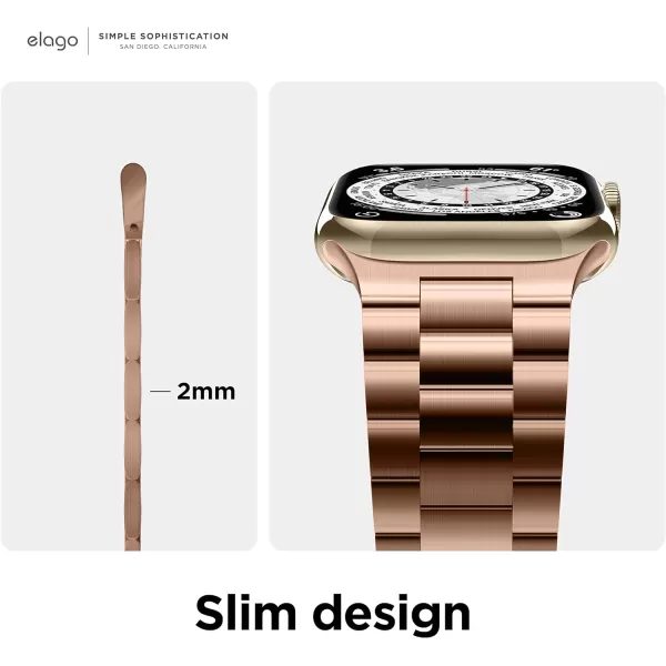 elago Compatible with Apple Watch Band Ultra2UltraSE987654 40mm 41mm 44mm 45mm 49mm Premium Metal Band Adjustable Strap Stainless Steel Replacement Band for Men WomenRose Gold