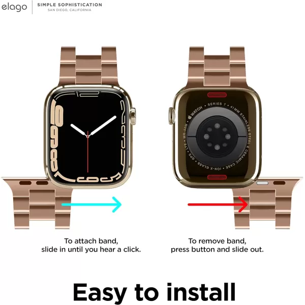 elago Compatible with Apple Watch Band Ultra2UltraSE987654 40mm 41mm 44mm 45mm 49mm Premium Metal Band Adjustable Strap Stainless Steel Replacement Band for Men WomenRose Gold