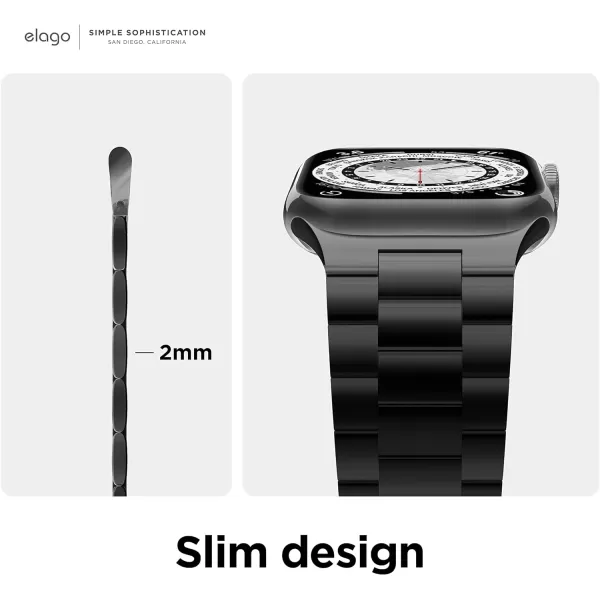 elago Compatible with Apple Watch Band Ultra2UltraSE987654 40mm 41mm 44mm 45mm 49mm Premium Metal Band Adjustable Strap Stainless Steel Replacement Band for Men WomenBlack