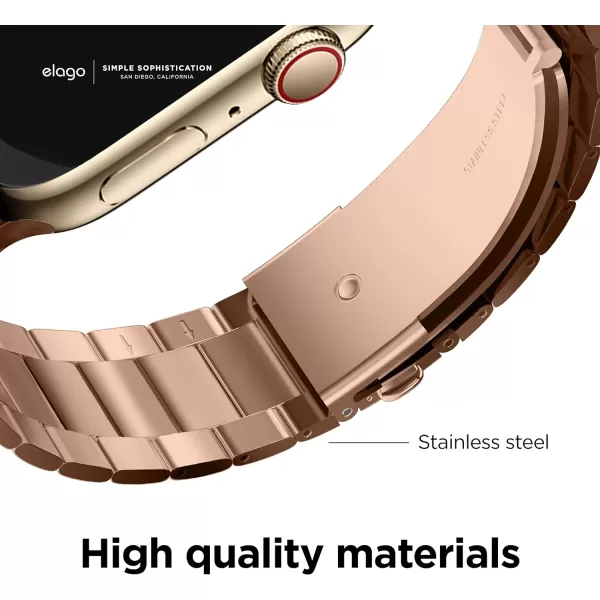 elago Compatible with Apple Watch Band Ultra2UltraSE987654 40mm 41mm 44mm 45mm 49mm Premium Metal Band Adjustable Strap Stainless Steel Replacement Band for Men WomenRose Gold