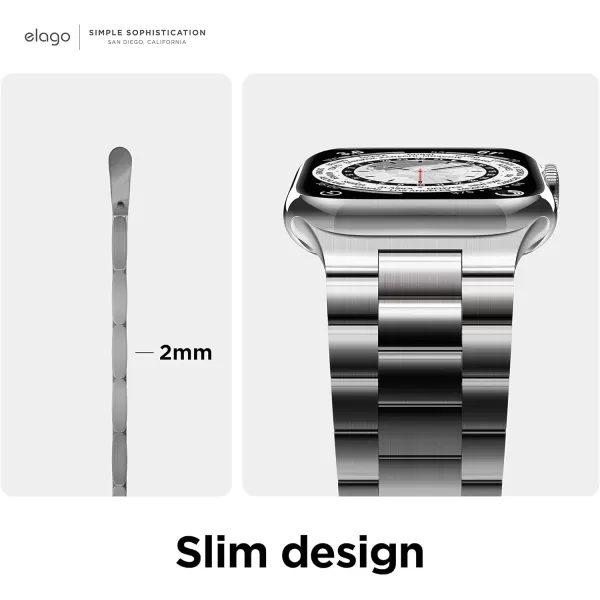 elago Compatible with Apple Watch Band Ultra2UltraSE987654 40mm 41mm 44mm 45mm 49mm Premium Metal Band Adjustable Strap Stainless Steel Replacement Band for Men WomenSilver