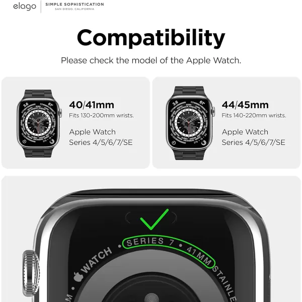 elago Compatible with Apple Watch Band Ultra2UltraSE987654 40mm 41mm 44mm 45mm 49mm Premium Metal Band Adjustable Strap Stainless Steel Replacement Band for Men WomenBlack