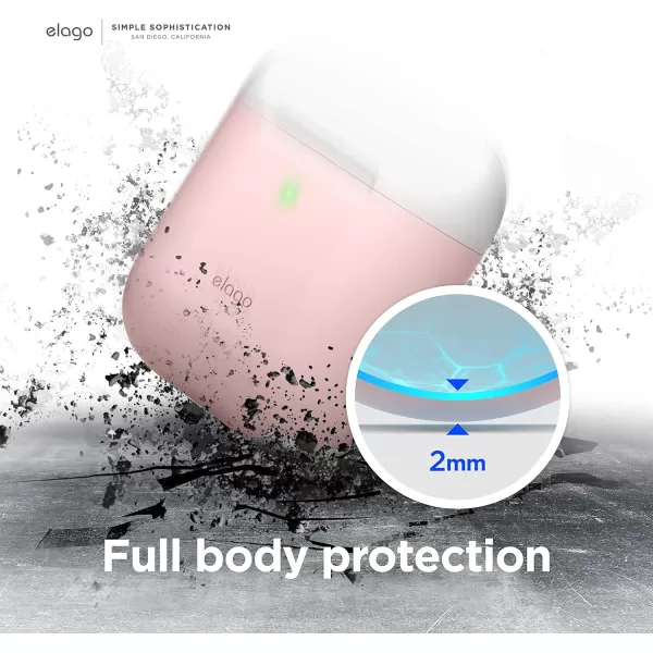 elago Duo Silicone Case Compatible with Apple AirPods Case 1 amp 2 Premium Protective Silicone Supports Wireless Charging 2 Caps  1 Body  Italian Rose Coral Blue  Night Glow White BodyPink  TopWhite Pastel Blue