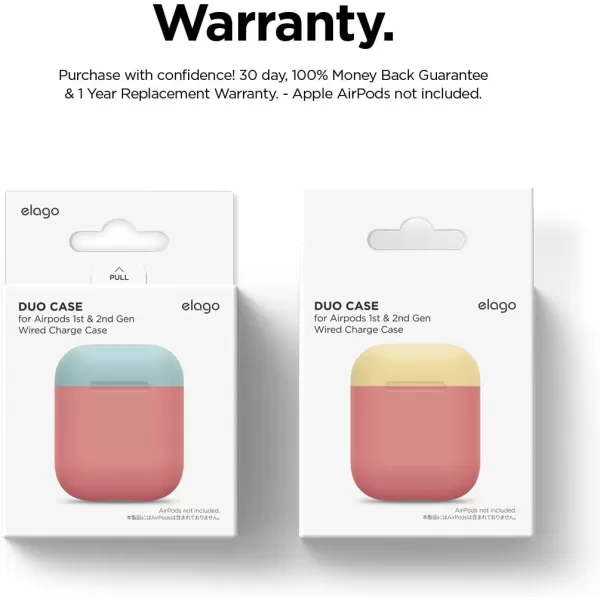 elago Duo Silicone Case Compatible with Apple AirPods Case 1 amp 2 Premium Protective Silicone Supports Wireless Charging 2 Caps  1 Body  Italian Rose Coral Blue  Night Glow White BodyItalian Rose  TopCoral Blue Yellow