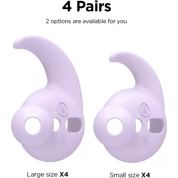 elago Earbuds Hook Cover Compatible with Apple AirPods 2 amp 1 or EarPods Ergonomic Design Durable Construction Full Access 4 Pairs 2 Large  2 Small Neon YellowLavender