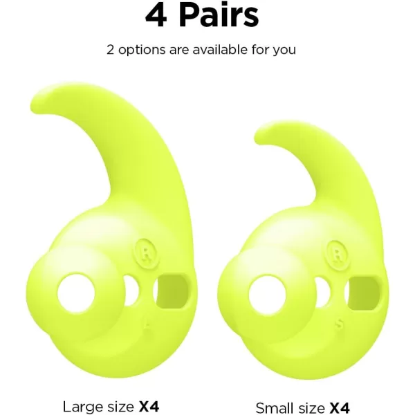 elago Earbuds Hook Cover Compatible with Apple AirPods 2 amp 1 or EarPods Ergonomic Design Durable Construction Full Access 4 Pairs 2 Large  2 Small Neon YellowNeon Yellow