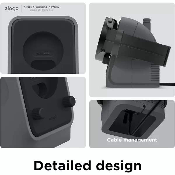 elago GW4 Stand Compatible with Samsung Galaxy Watch 6 Series Charger  5 Charger Stand 40 44mm  5 Pro Charger Stand 45mm 2022 Walkie Talkie Design  Light Grey Charging Cable Not IncludedDark Grey