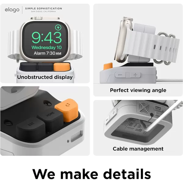 elago W9 Stand Compatible with Apple Watch Ultra2Ultra987654321SE 49mm 45mm 44mm42mm 41mm 40mm 38mm  Galaxy Watch 5 5 Pro 6 Series  Classic Design Nightstand ModeLight Grey