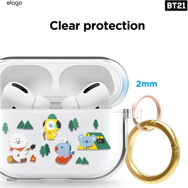 elago l BT21 Green Planet Case Compatible with Apple AirPods Pro Durable TPU Material Reduced Yellowing Clear Protection Supports Wireless Charging Official Merchandise ForestForest