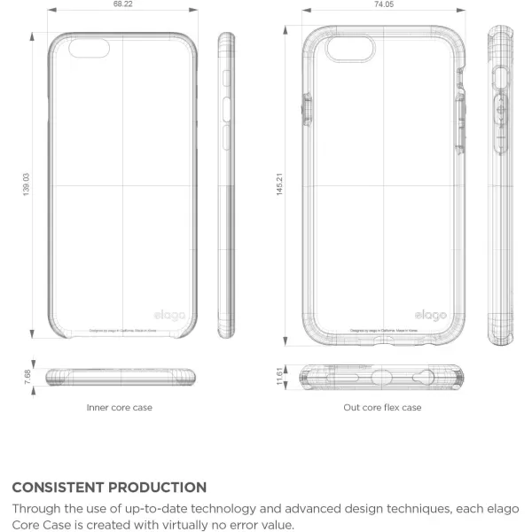 iPhone 6S Case elago Origin FlexBlack  Unique Dual LayerHeavy Shock AbsorptionInterchangeable Inner Case  for iPhone 66SCreamy Yellow