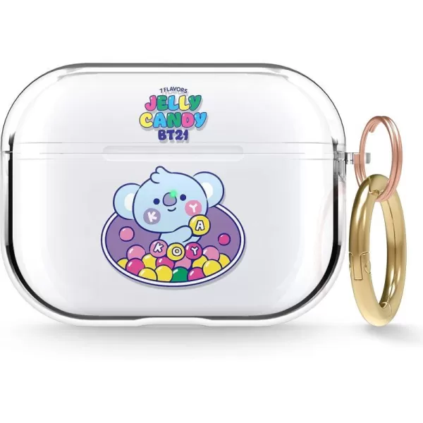 elago BT21 Case Compatible with Apple AirPods Pro Case Clear Case with Keychain Reduce Yellowing and Smudging Supports Wireless Charging Official Merchandise KOYAKOYA