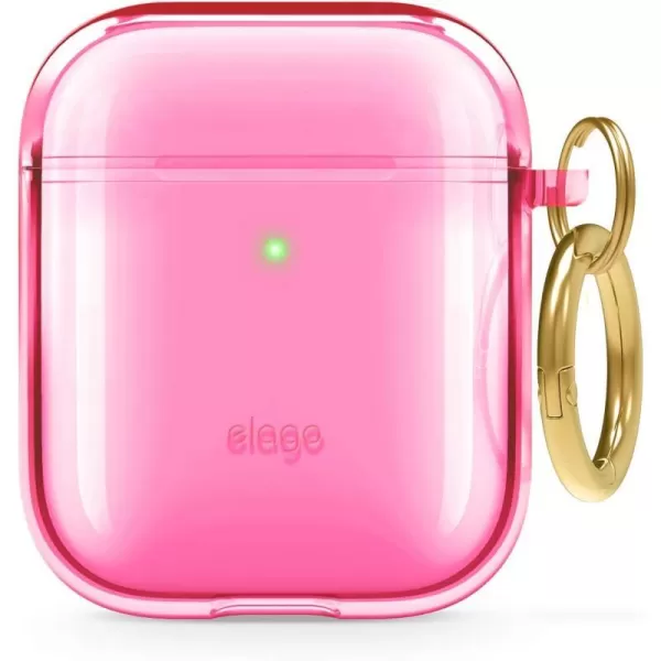 elago Clear Airpods Case with Keychain Designed for Apple Airpods 1 amp 2 LavenderNeon Hot Pink