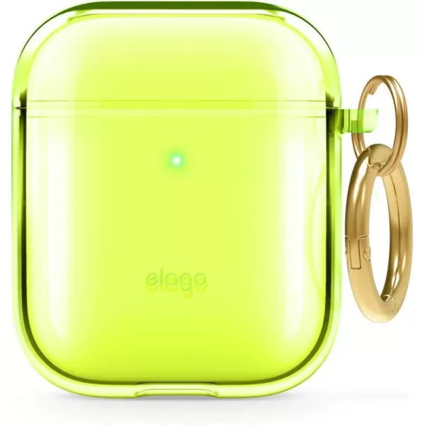 elago Clear Airpods Case with Keychain Designed for Apple Airpods 1 amp 2 LavenderNeon Yellow