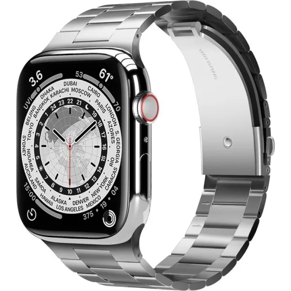 elago Compatible with Apple Watch Band Ultra2UltraSE987654 40mm 41mm 44mm 45mm 49mm Premium Metal Band Adjustable Strap Stainless Steel Replacement Band for Men WomenSilver