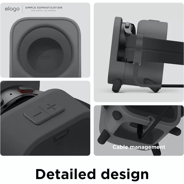 elago GW5 Stand Compatible with Samsung Galaxy Watch 6 Series Charger Stand  5 Charger 40 44mm 5 Pro Charger 45mm 20222023 Classic Speaker Design  Dark Grey Charging Cable Not IncludedDark Grey