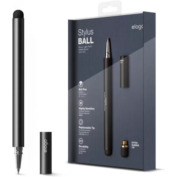 elago Stylus BallChocolate  Premium AluminumBallpoint PenReplaceable Extra Tip Included  for iPad iPad Pro iPad Mini and iPhoneBlack