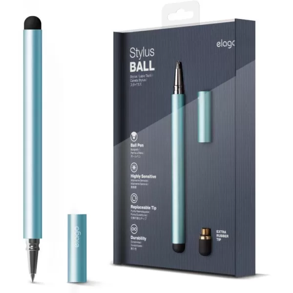 elago Stylus BallChocolate  Premium AluminumBallpoint PenReplaceable Extra Tip Included  for iPad iPad Pro iPad Mini and iPhoneCoral Blue