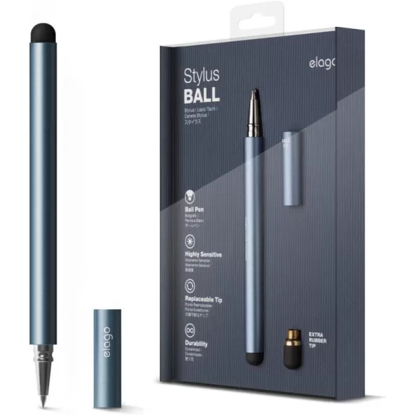 elago Stylus BallChocolate  Premium AluminumBallpoint PenReplaceable Extra Tip Included  for iPad iPad Pro iPad Mini and iPhoneJean Indigo