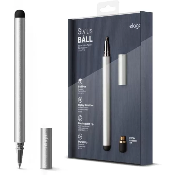 elago Stylus BallChocolate  Premium AluminumBallpoint PenReplaceable Extra Tip Included  for iPad iPad Pro iPad Mini and iPhoneSilver