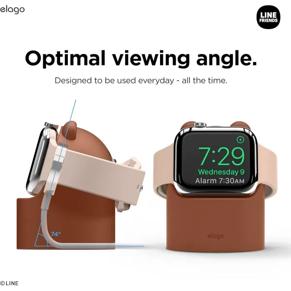 elago  LINE Friends W2 Charger Stand Compatible with Apple Watch Series Ultra2Ultra9876SE54321SE 49mm 45mm 44mm 42mm 41mm 40mm 38mm Nightstand Mode SallyBROWN